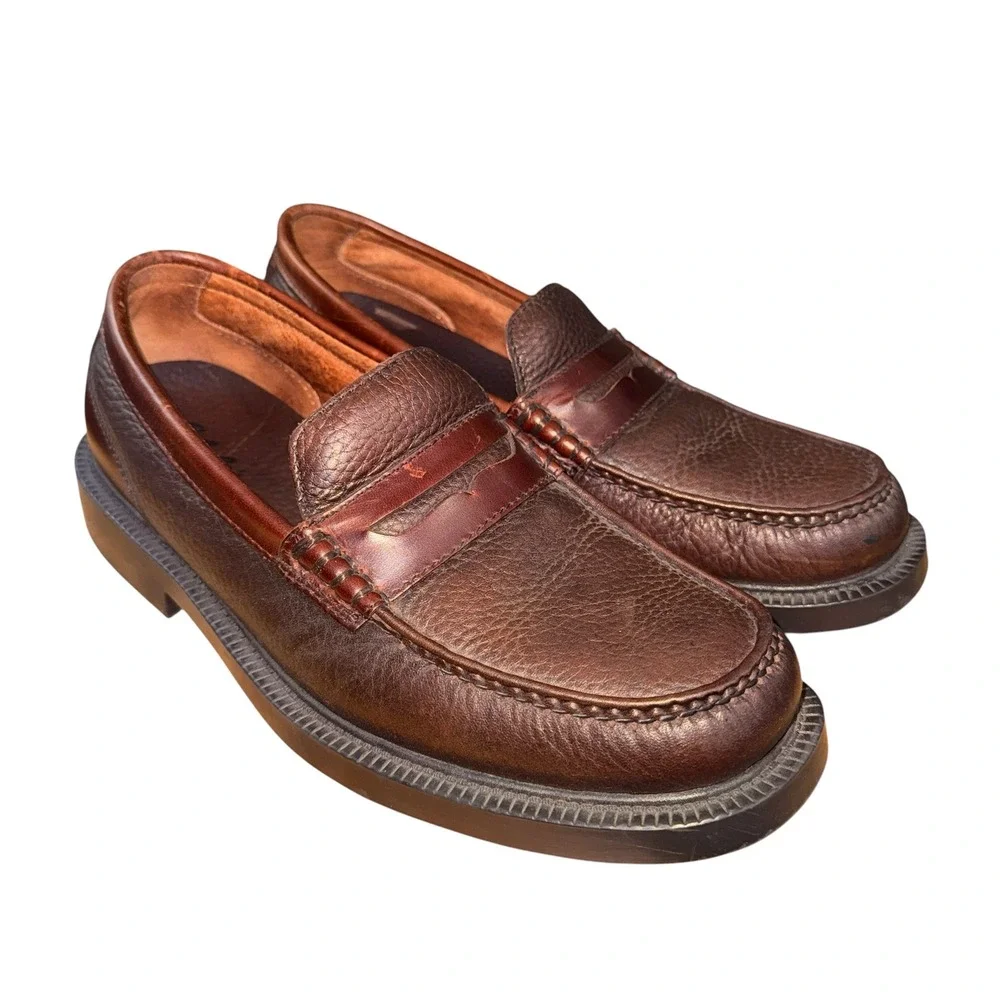 Cabelas Medway Moc Toe Mens‎ 9M Pre-Owned Penny Loafers Brown Pebbled Leather